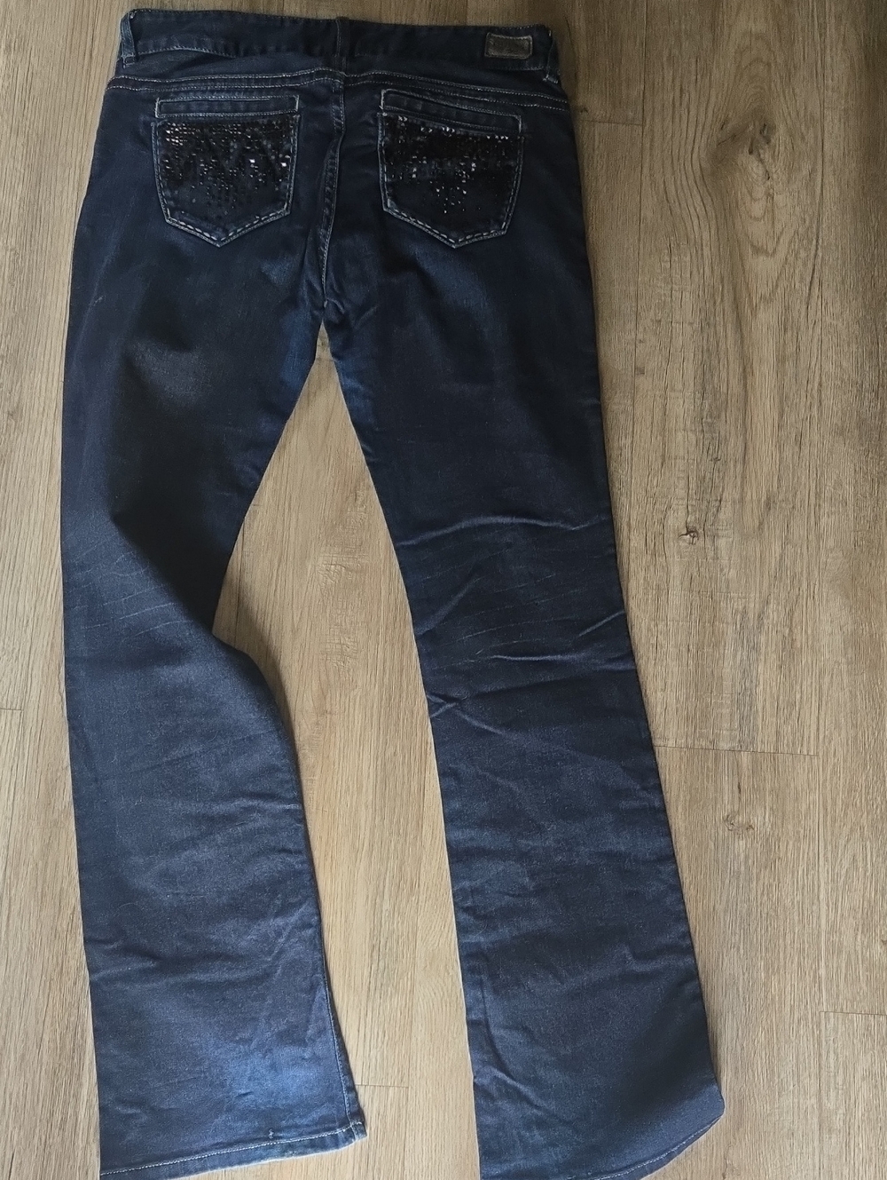 Guess Dark Blue Flared Jeans with Sequin Pocket Detail